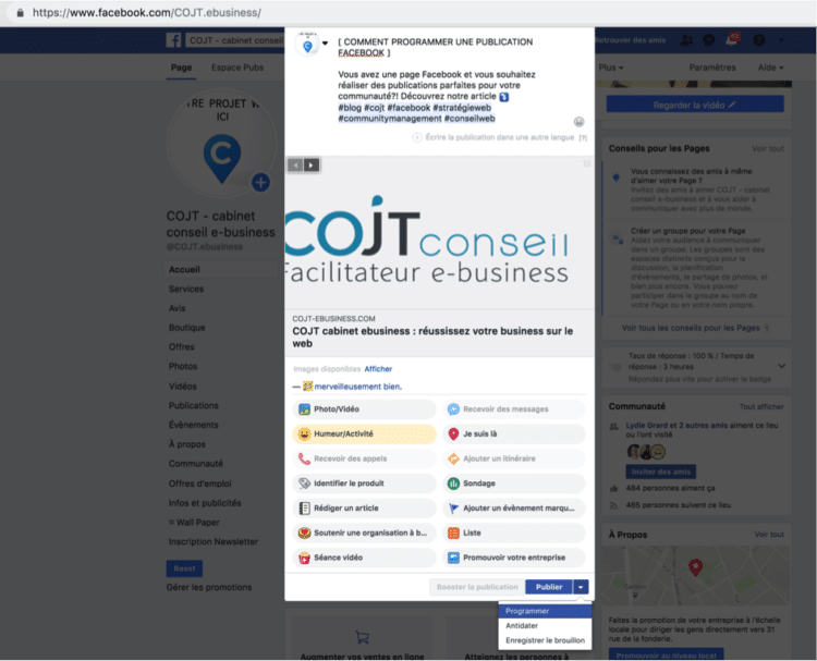 5 conseils pour programmer une publication Facebook - Cojt